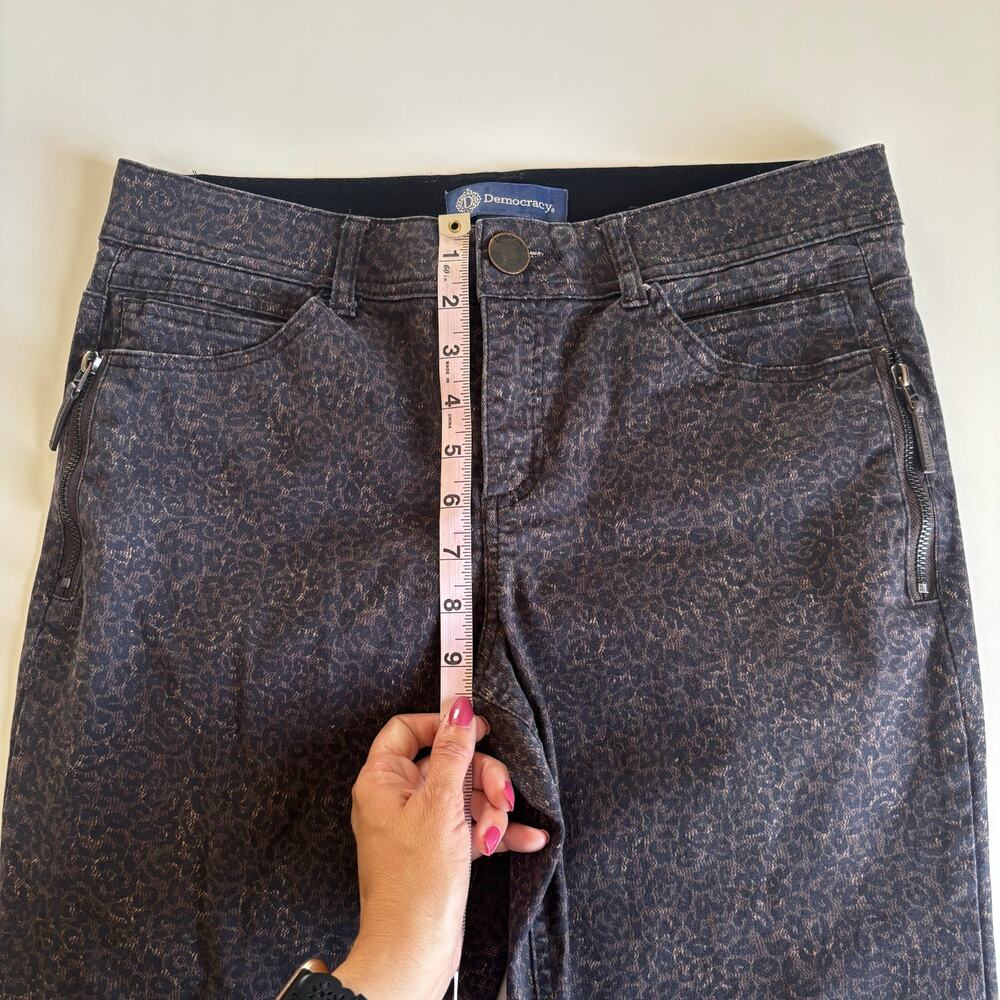 Democracy "Ab" Solution Skinny Stretch Denim Jeans Black Leopard Print Womens 10 - Picture 6 of 9